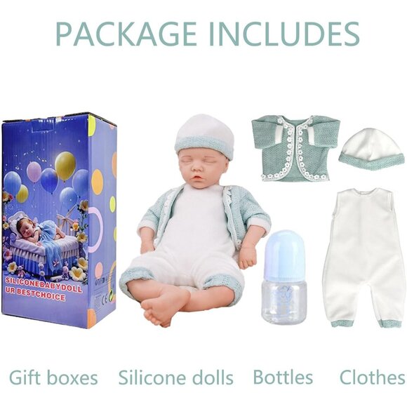 18Inch Realistic Full Body Silicone Reborn ivory White Baby Girl Sleeping Dolls - Picture 6 of 7